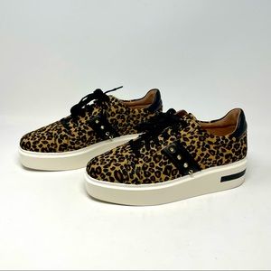 Linea Paolo Kendra Real Leather Calf Hair Platform Sneaker Size 10 Animal Print